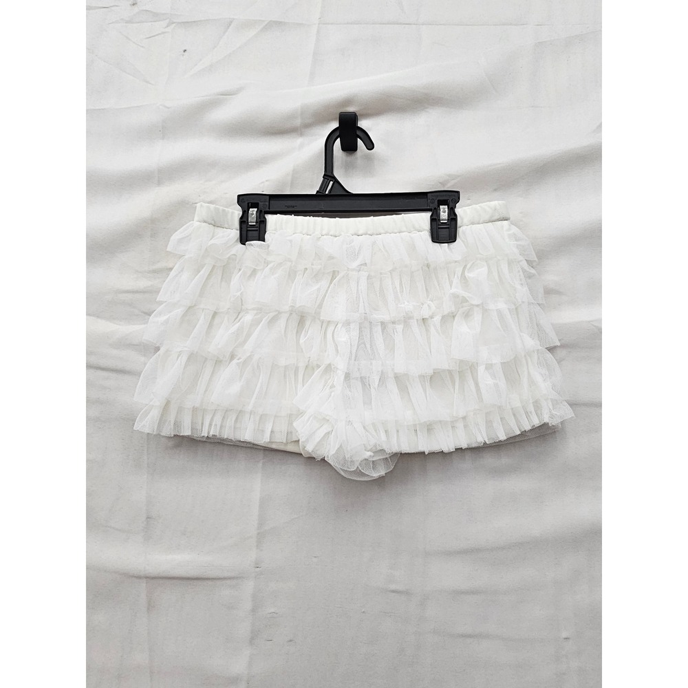 Wild Fable Womens Tiered Ruffle Mesh Shorts Cream Nylon Blend Casual Size XS